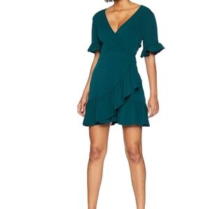 Adelyn Rae Womens V Neck Kali Ruffle‎ Dress Dark Teal Size Medium